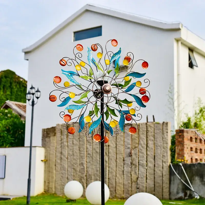 Color Changing Outdoor - Outdoor Solar-Powered Windmill Iron Craft Rotating