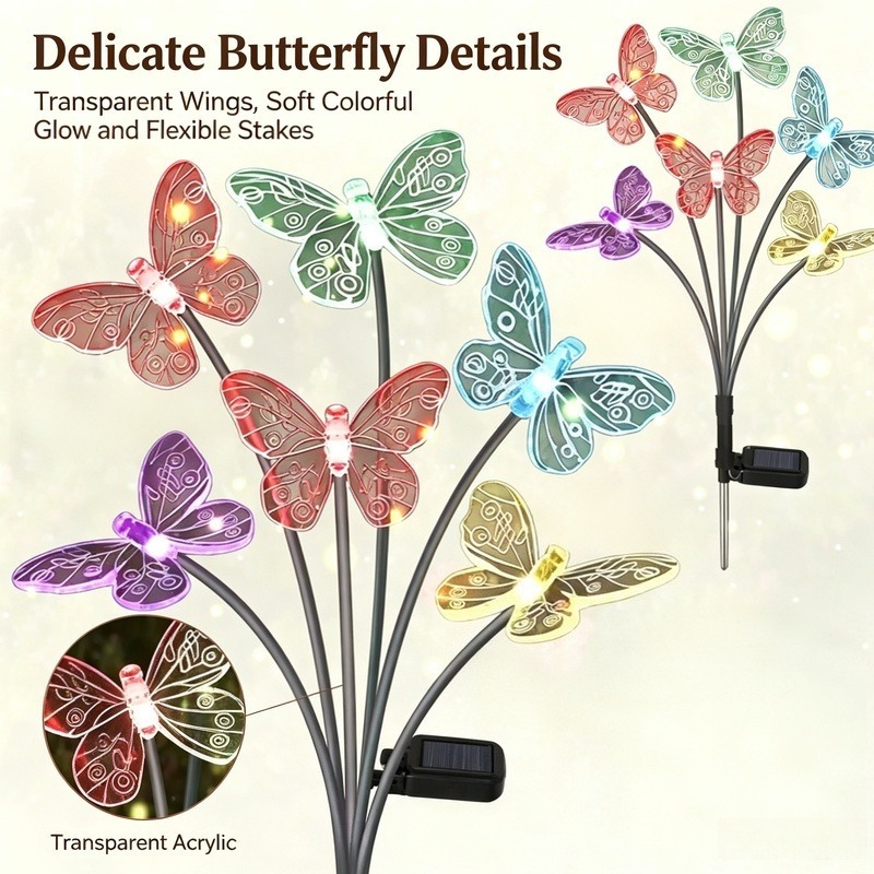 Outdoor Lighting For Garden - Solar Powered Butterfly Lights, Waterproof LED