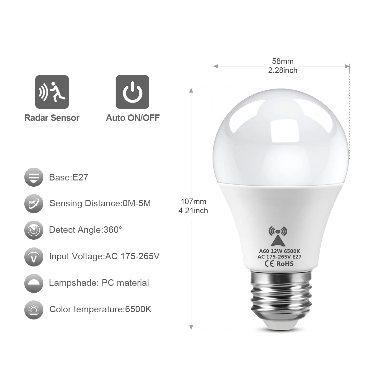 AC175V-265V E27 Radar Motion S - Outdoor Lighting On Stairs recension och pris